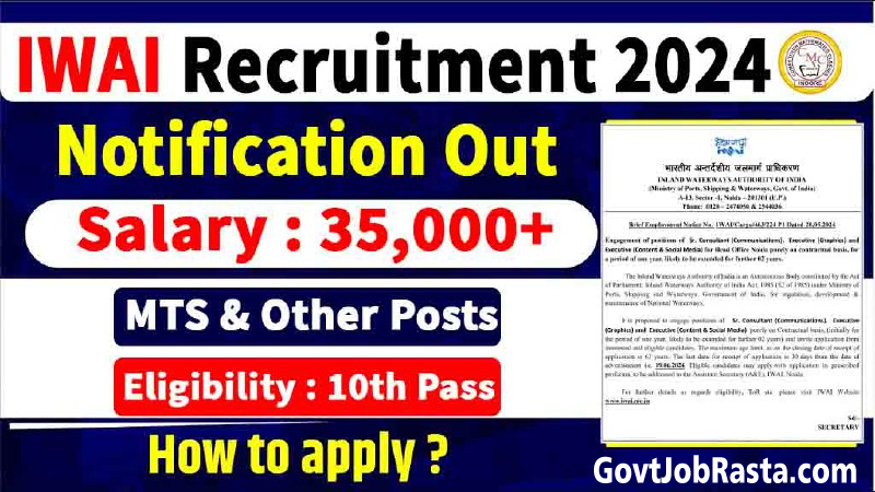 IWAI Driver, MTS, JAO, TA, Other Online Form 2024