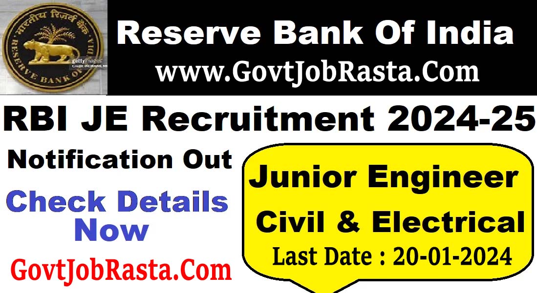 RBI Jr Engineer (Civil / Electrical) Online Form 2025