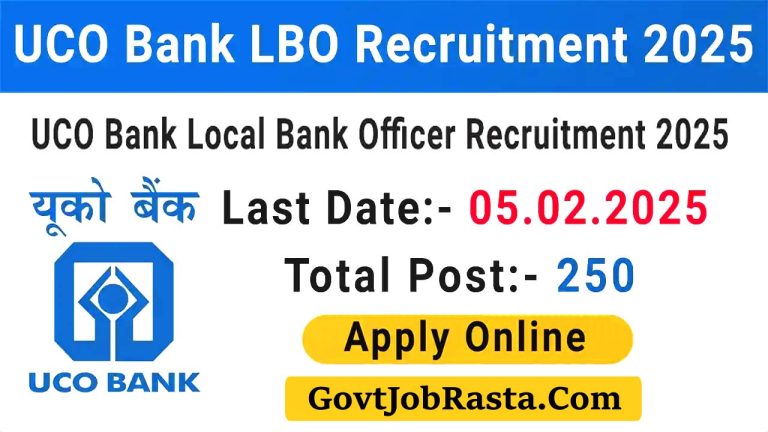 UCO Bank 250 Local Bank Officer Vacancy Online Form