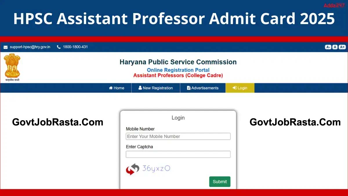 HPSC 2424 Assistant Professor Exam Admit Card Notice