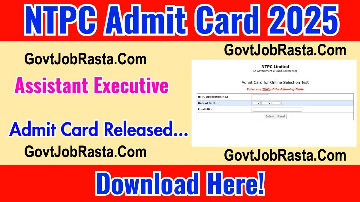 NTPC 400 Assistant Executive Exam Admit Card