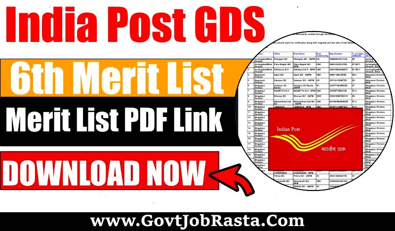 Indian Post 21413 GDS / BPM / ABPM 6th Merit List Out