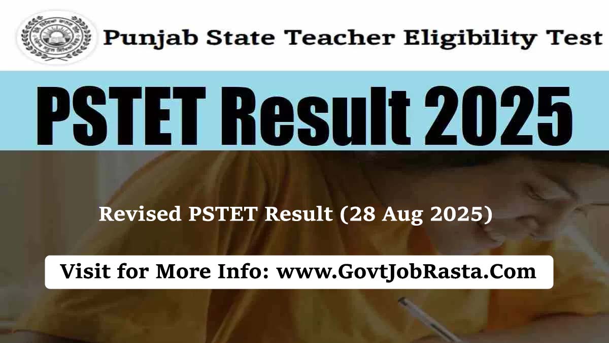 PSTET Punjab 2024 Exam Revised Result / Score Card