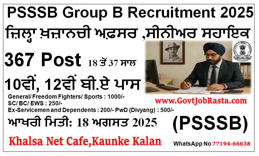 PSSSB 408 Various Vacancy Online Form 2025