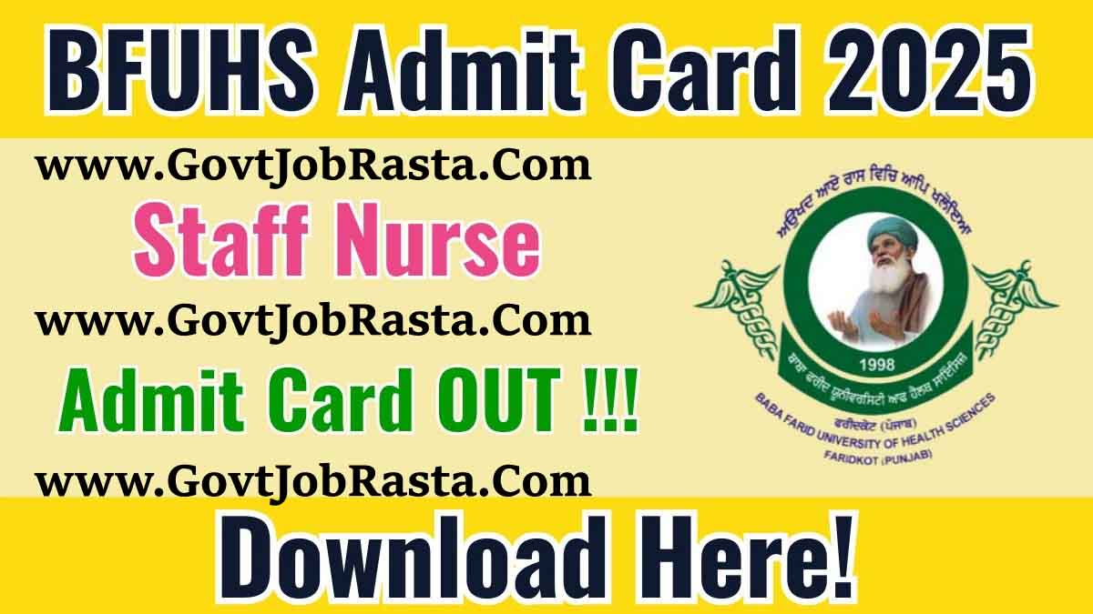 BFUHS Staff Nurse Admit Card 2025 OUT