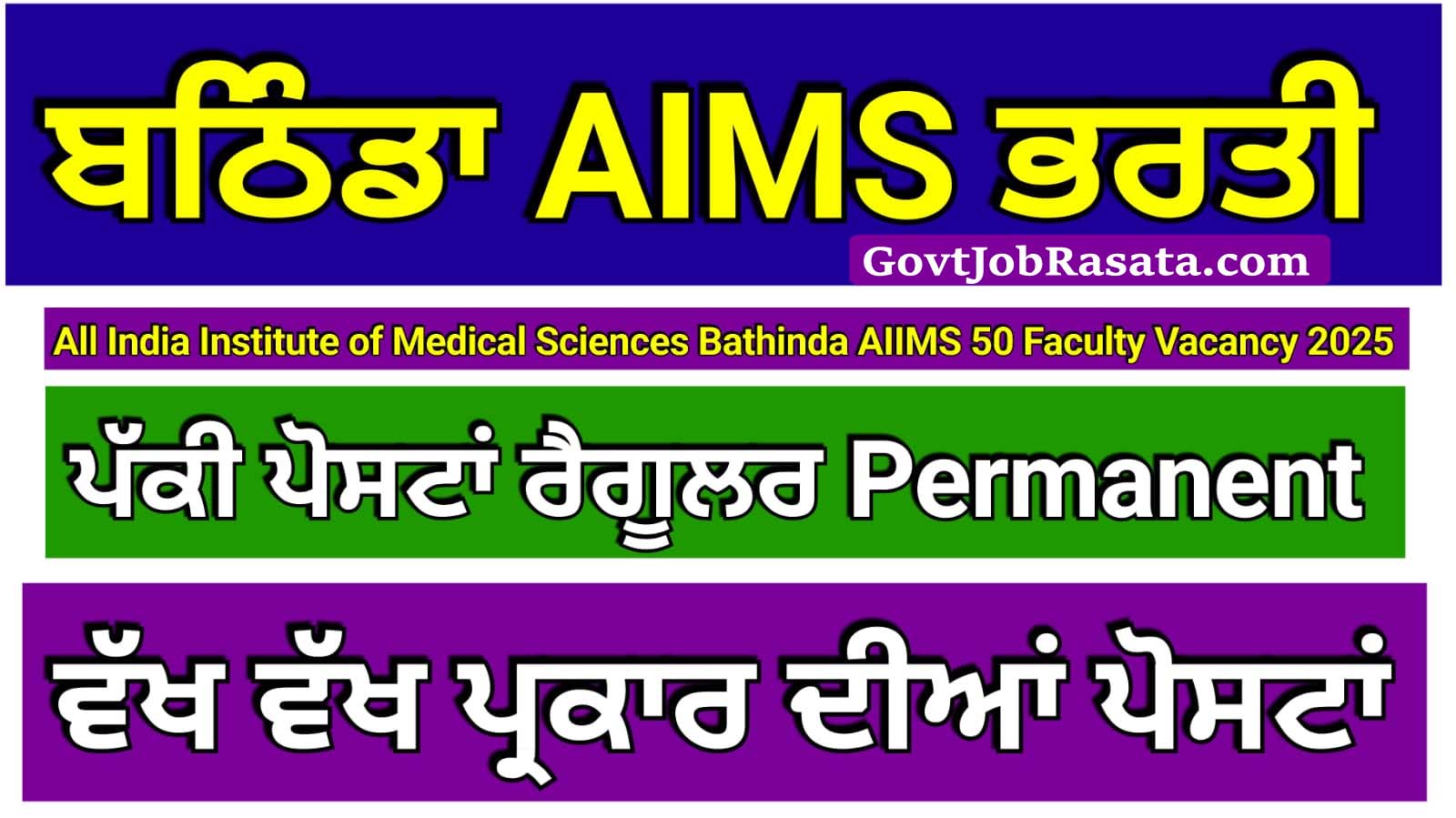Punjab Bathinda AIIMS Posts Online Form 2025