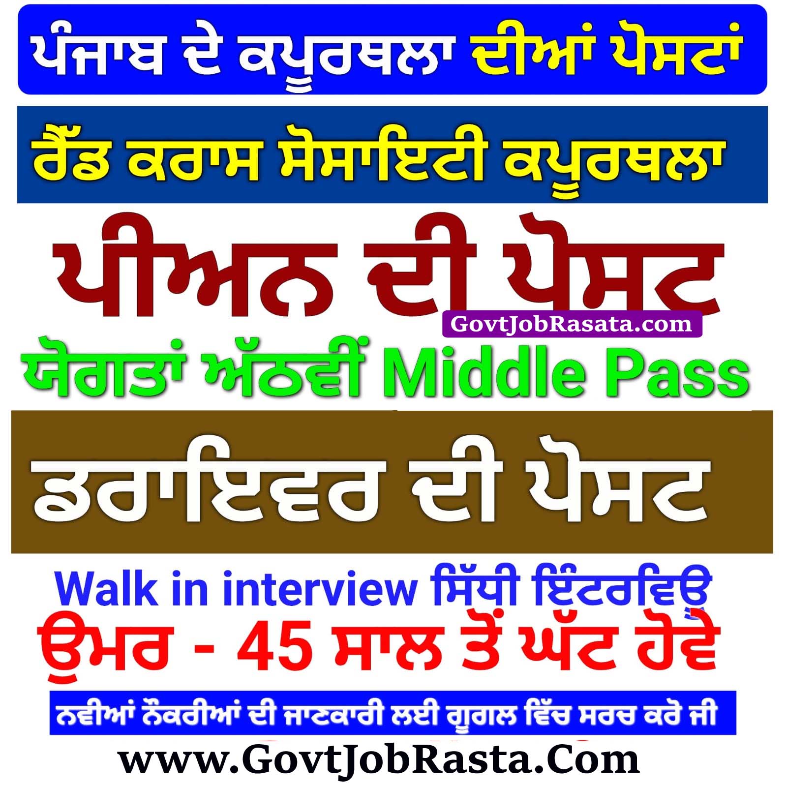 Kapurthala Red Cross Society Vacancy 2025