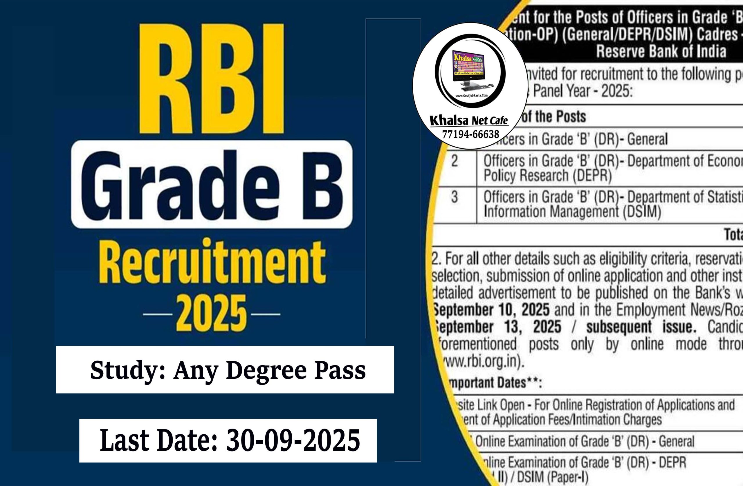 RBI Grade B Officer Vacancy Online Form 2025