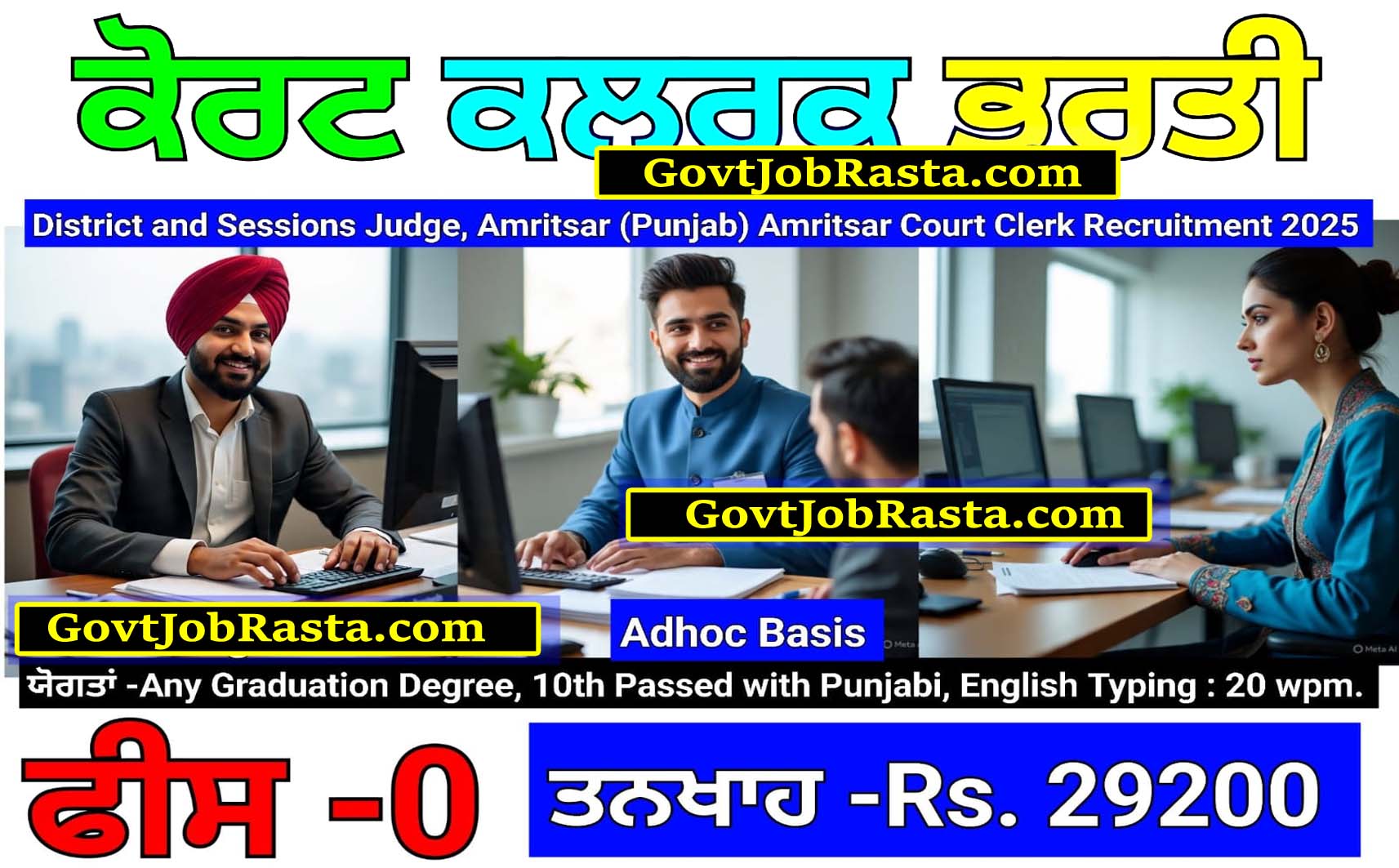 Amritsar Court 60 Clerk Vacancy Offline Form 