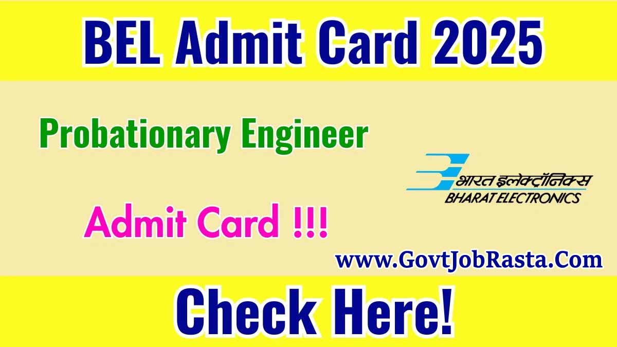 BEL 340 Probationary Engineer Admit Card