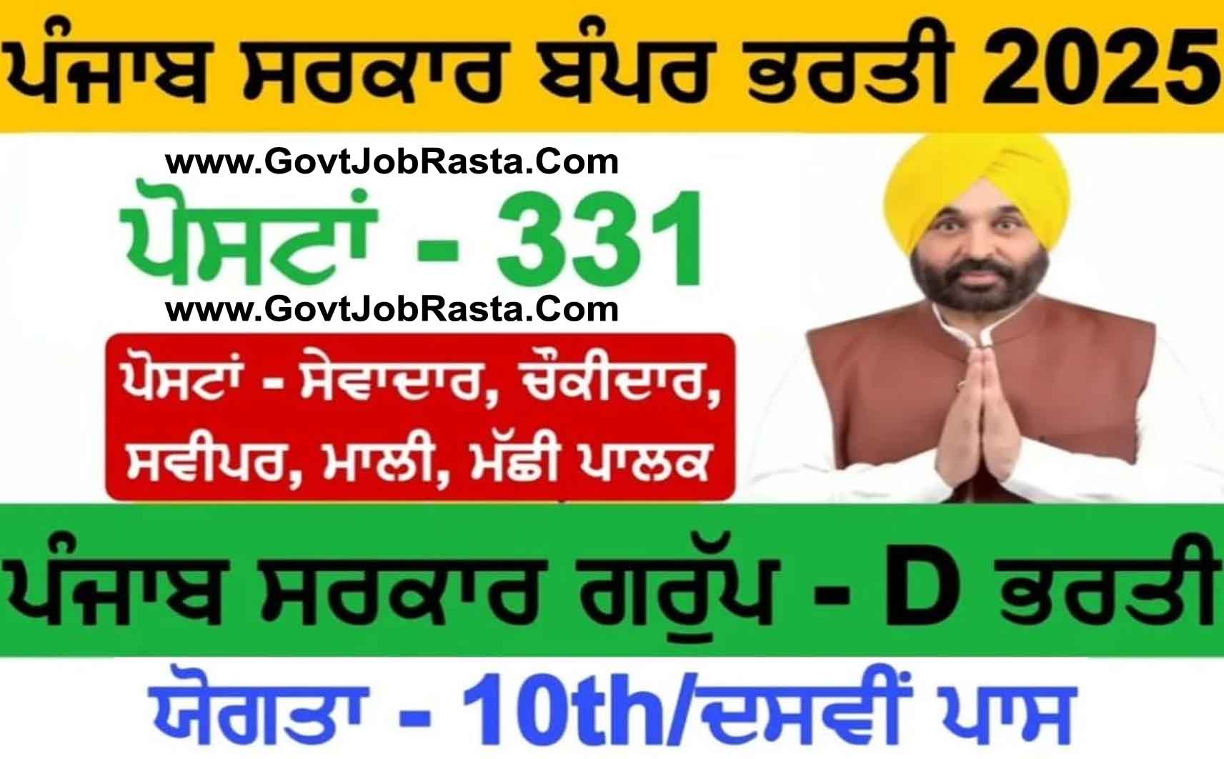 PSSSB 331 Group D Posts Online Form 2025 