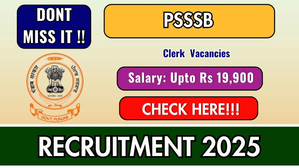 PSSSB Clerk Recruitment 2025