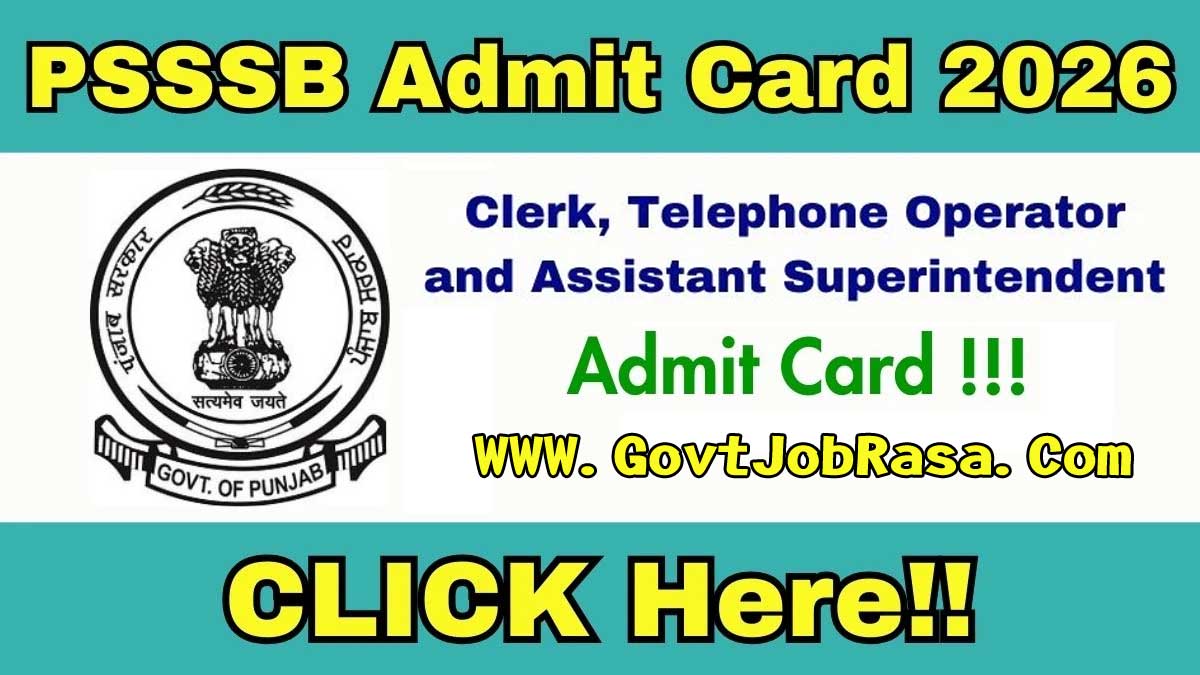 PSSSB Admit Card 2026 OUT - Download Hall Ticket for Clerk, Telephone Operator and Assistant Superintendent Exam