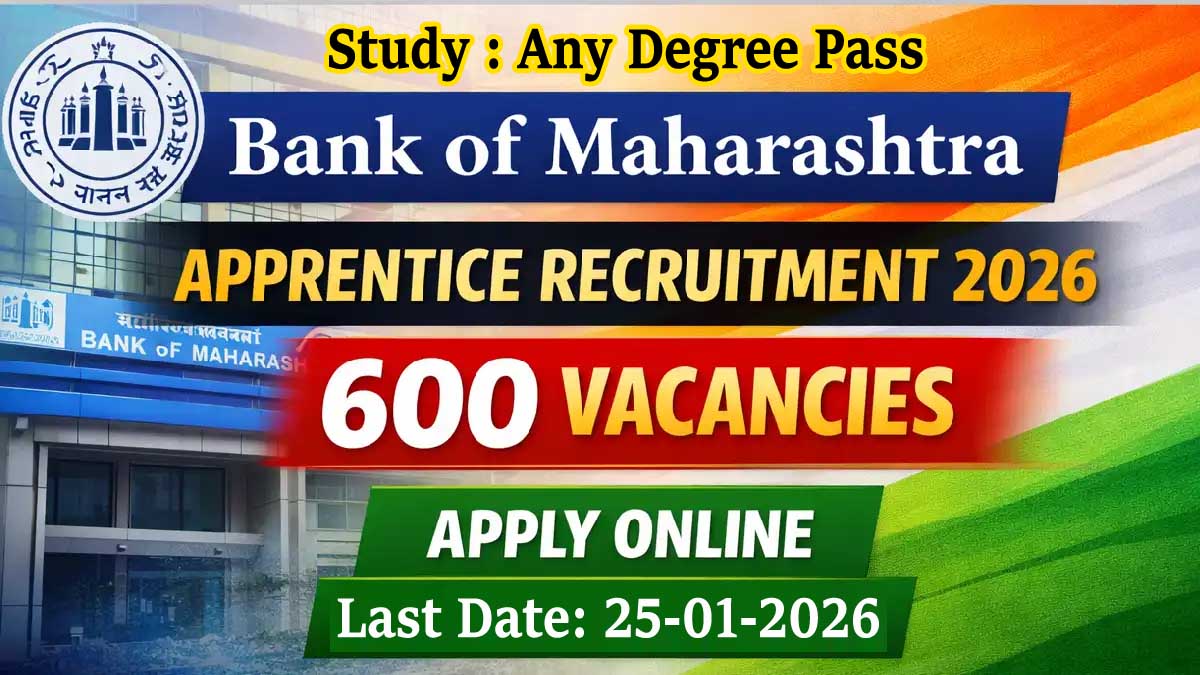 Bank of Maharashtra Apprentice Recruitment 2026 Apply Online for 600 Posts
