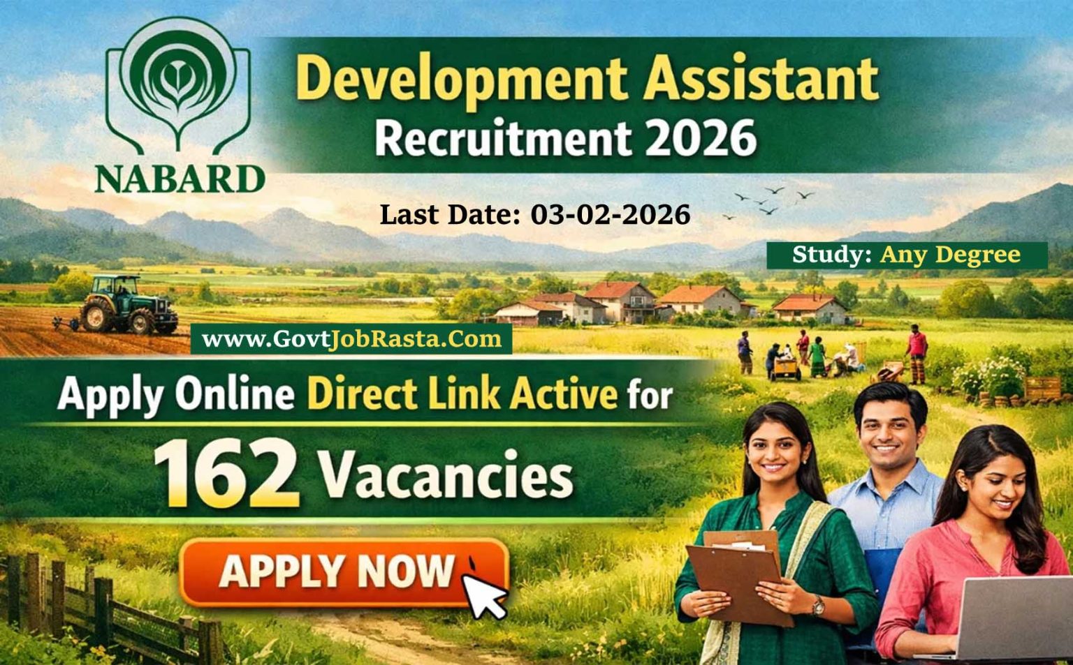 NABARD Development Assistant Recruitment 2026 for 162 Posts