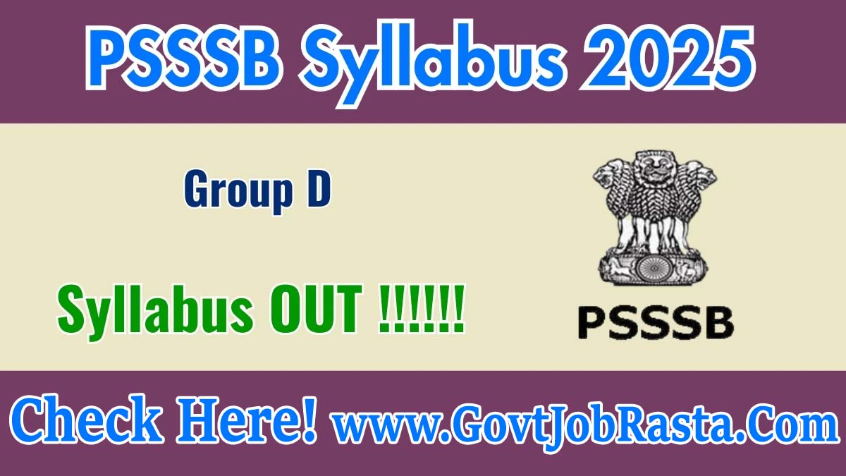 PSSSB Group D Syllabus 2025 Out