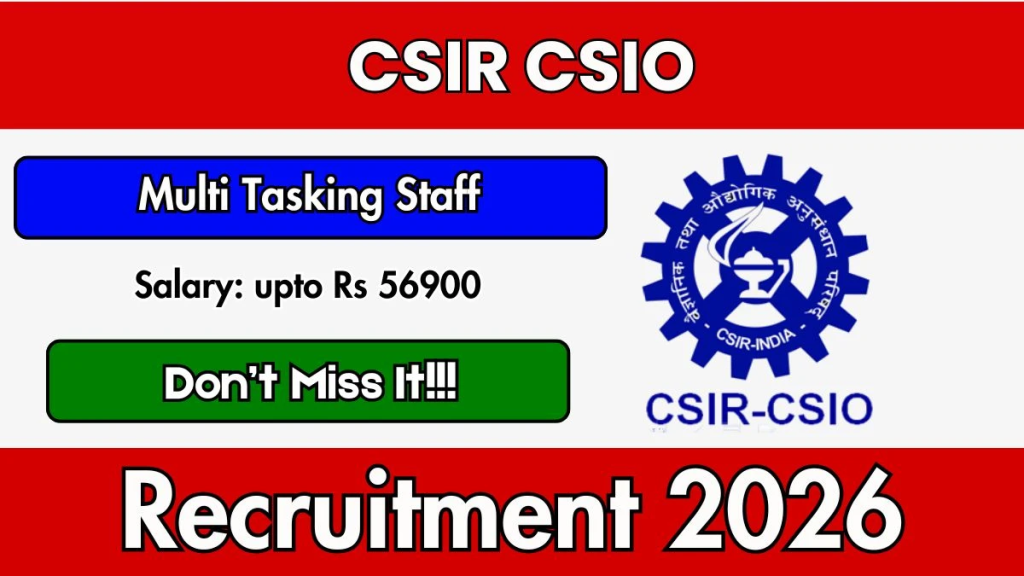 Chandigarh CSIR (CSIO) MTS Online Form 2026