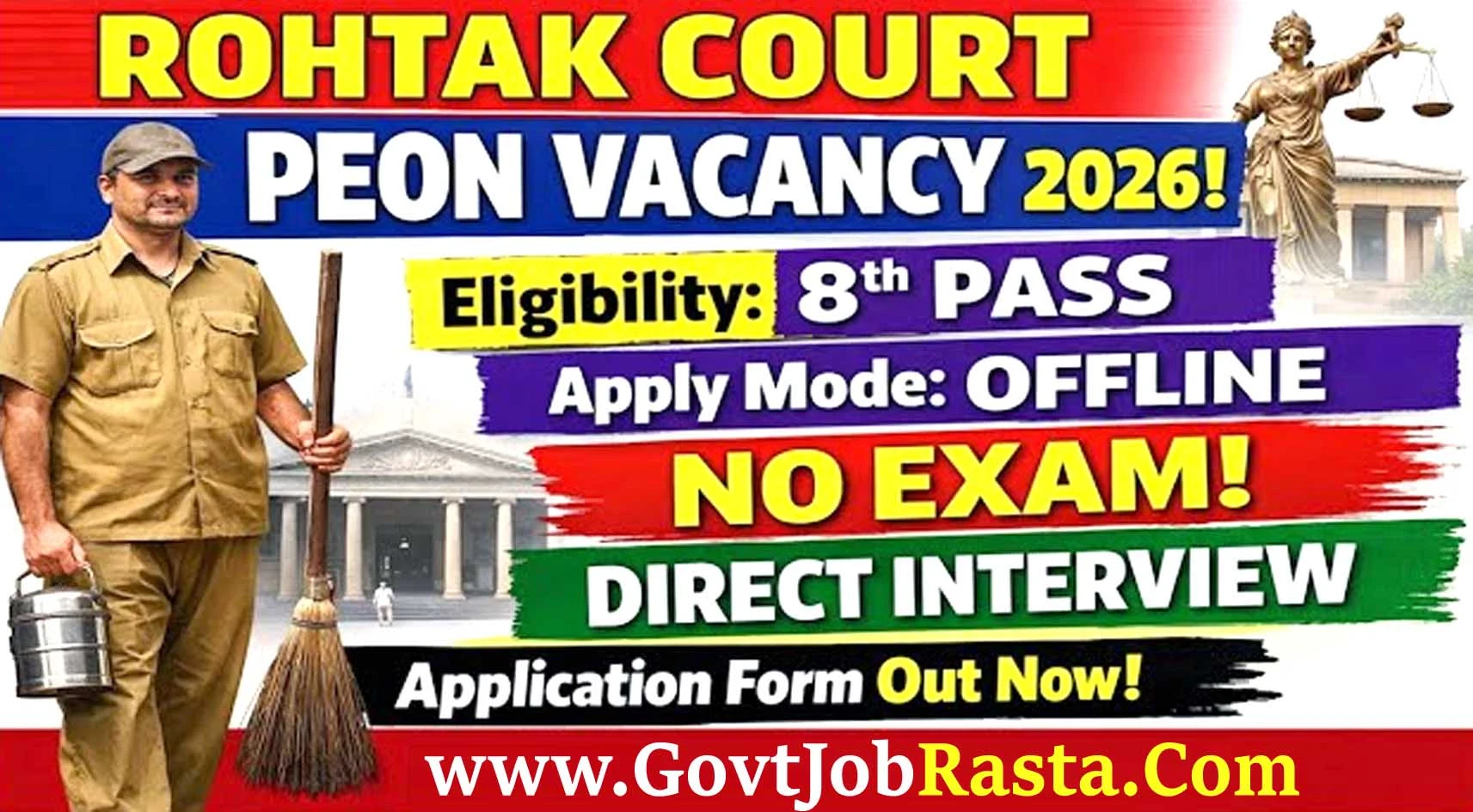 Rohtak Court Peon Vacancy Offline Form 2026