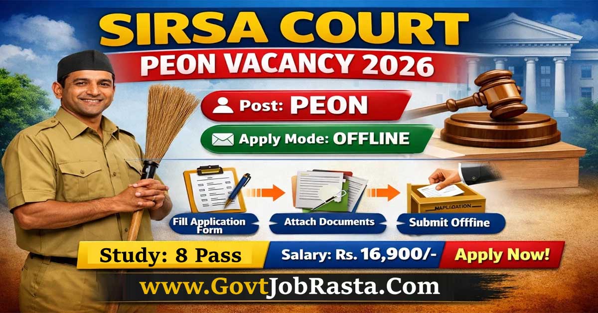 Sirsa Court Peon Vacancy Offline Form 2026