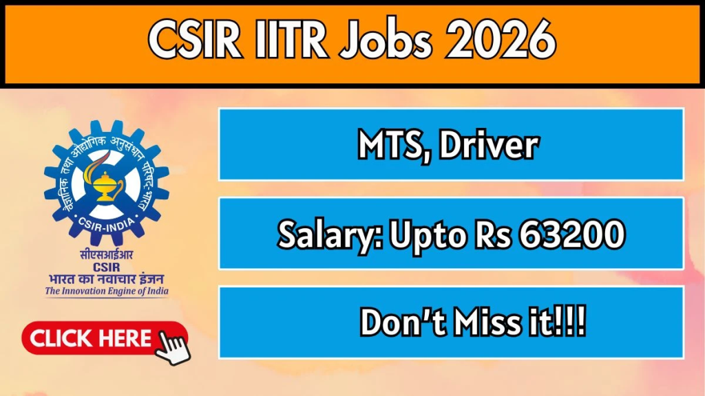 Lucknow CSIR-IITR Driver, MTS Online Form
